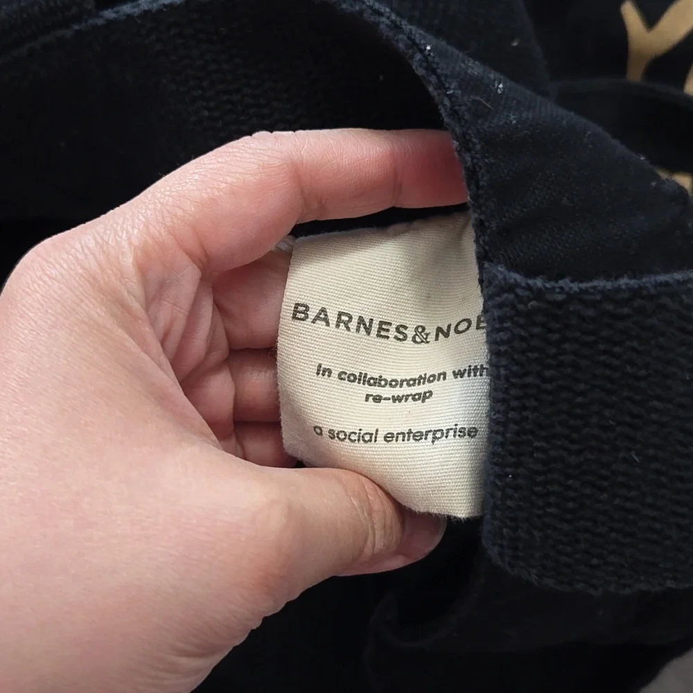 Barnes & Noble Black canvas Tote bag with Gold Accents